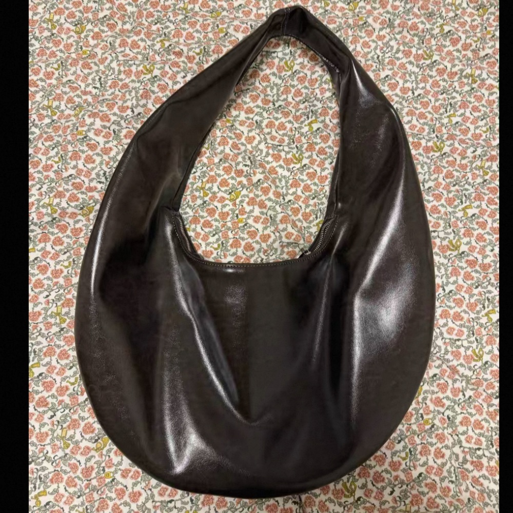 Oversized Dark Green Brown Hobo Shoulder Bag - Picture 4 of 4